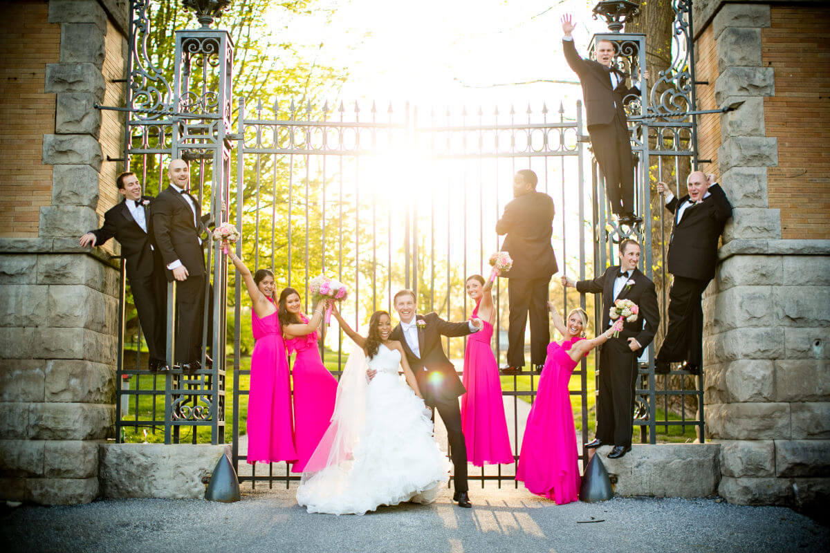 Energetic Photo Of A Bride And Groom With Their Friends In Philadelphia